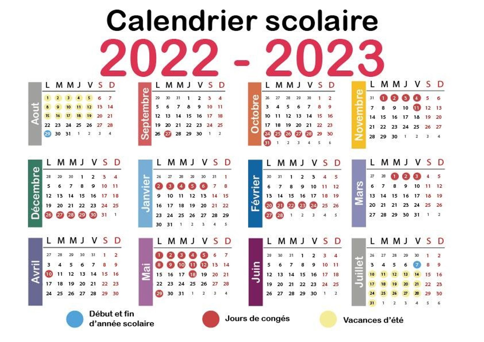 BON A SAVOIR I NOUVEAU CALENDRIER SCOLAIRE