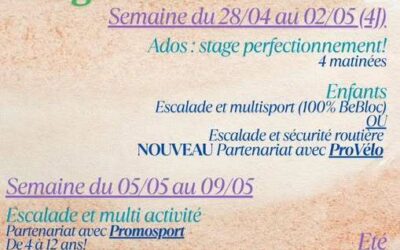 CONGÉS DE PRINTEMPS – Les stages de @BeBloc