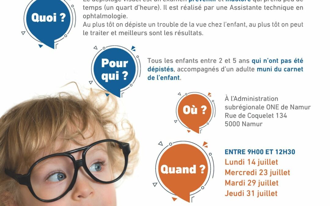 AVIS AUX PARENTS I  L’ONE organise un dépistage visuel gratuit cet été !