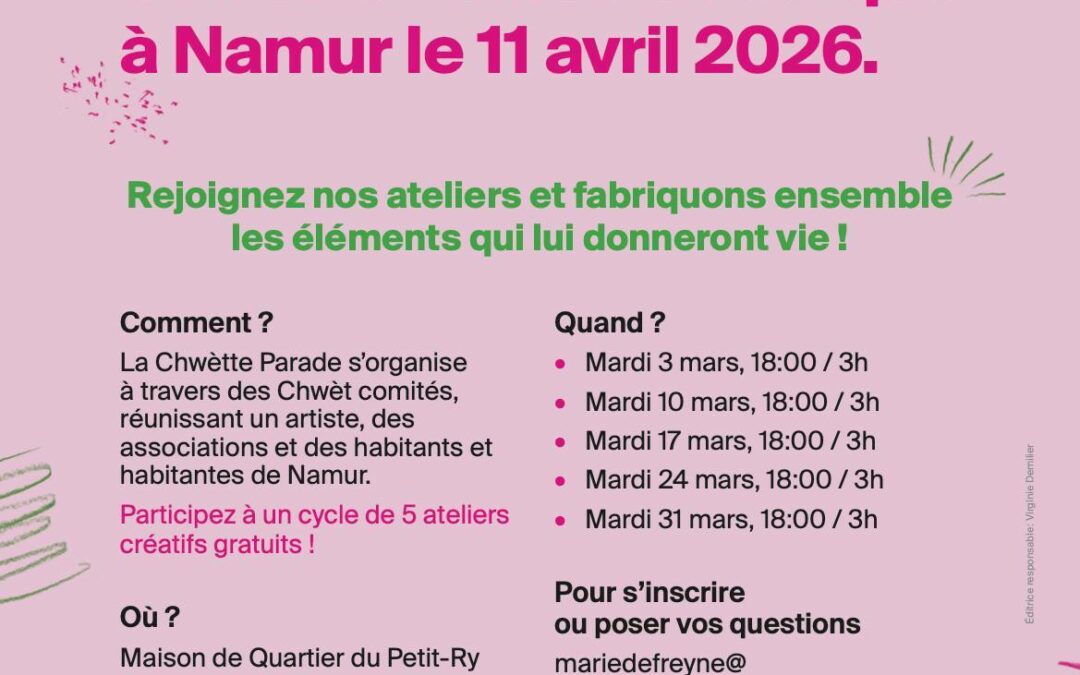 PARTICIPEZ À LA PARADE DE NAMUR – PROJET ARTISTIQUE COLLECTIF